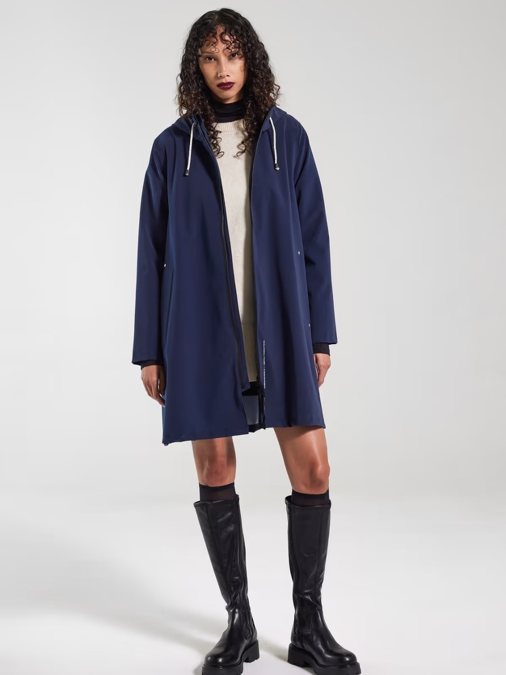Stutterheim Navy Blue Hooded Raincoat